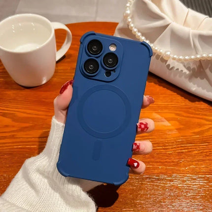 Protection 4-Corner Shockproof Soft Case for IPhone 15 13 12 14 Pro Max Plus for Magsafe Wireless Charge Lens Silicone Cover