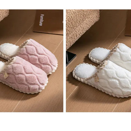Cotton Slippers for Women Suitable for Spring Autumn Living Indoor Anti Slip Home Warm Home Couple Winter Furry Men Slippers