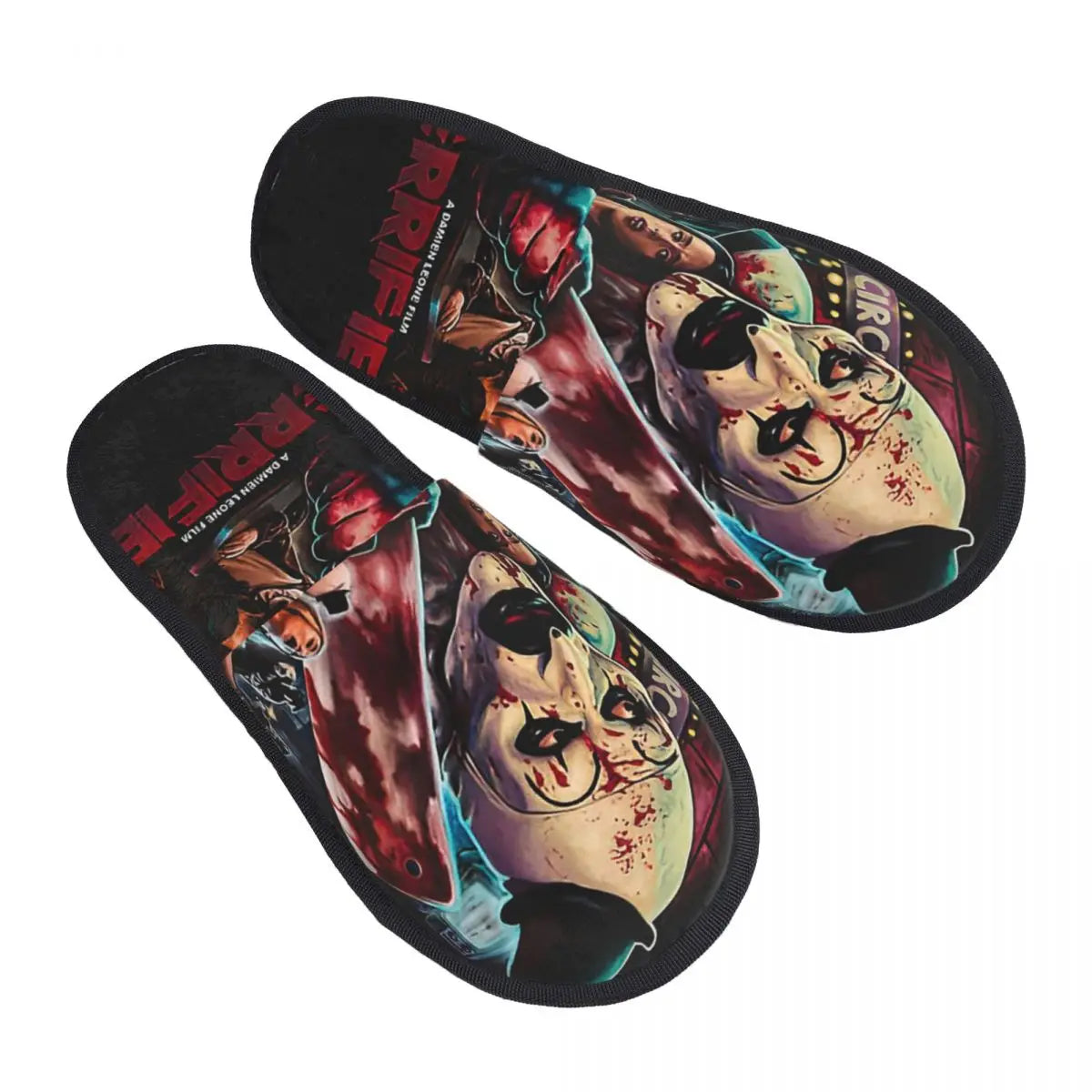 Custom Halloween Movie Terrifier Soft Memory Foam House Slippers Women Horror Clown Comfy Warm Anti-skid Sole Slipper