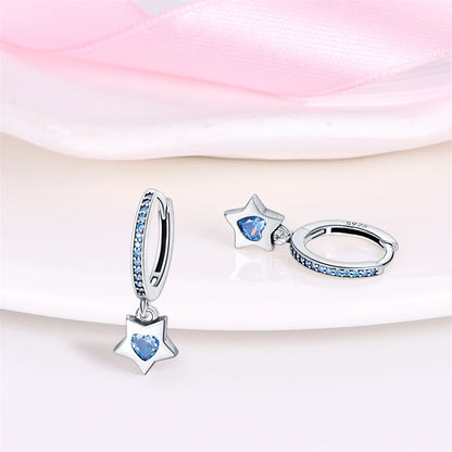 Genuine 925 Sterling Silver Love Feather Earrings Fit Original Charms Hoop  For Women girls Stud Earring Fine Jewelry Gifts