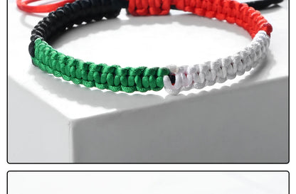 Palestine Flag String Bracelet Red Black White Green Rope Braided Bangle Christmas Gift UAE Kuwait Natural Stone Beads Bracelets