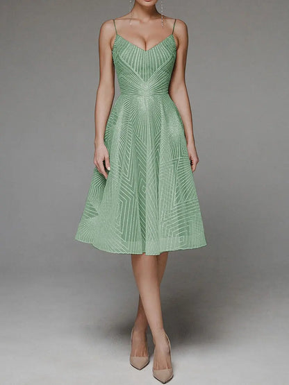 Sexy Spaghetti Slip V-Neck Evening Dresses For Women 2024 Spring Stripes Embroidery Dress Cocktail Party Gowns Robes De Soirée