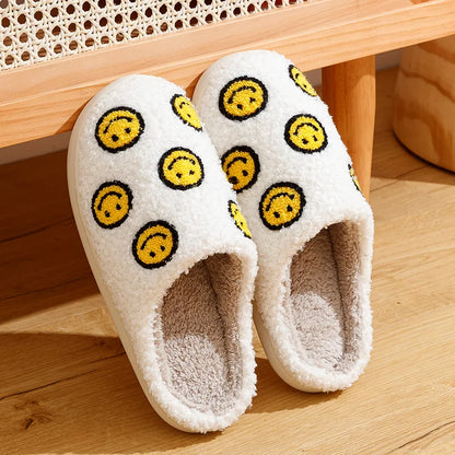 Little Cute Smile Face Slippers Houseshoes Women's House Smile Ladies Indoor Winter Fluffy Cozy Home Comfy Women Shoes
