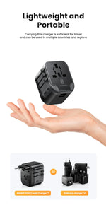 ASOMETECH International Travel Adapter USB Charger 2 USB and 2 Type C Port All-in-one Wall Charger for US EU UK AUS Travel