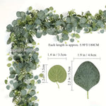 Lush 70.8" Faux Eucalyptus Garland With White Flowers - Perfect For Home & Holiday Decor, Wall Hanging, Yard, And Party Accents