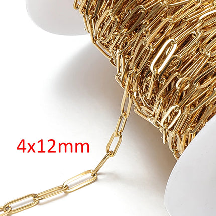No Fade 2Meters Stainless Steel Chains for Jewelry Making DIY Necklace Bracelet Accessories Gold Chain Lips Beads Beaded Chain