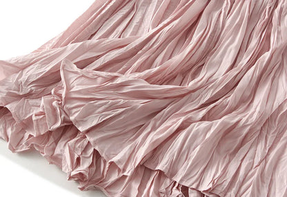 UCXQ Simple Luxury Multi Solid Colors Pleated Skirt For Women's Large Hem Folds A-line Skirts Female 2024 Spring Autumn 23A7004