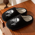 Halloween Funny Skull Face Women's Slippers Indoor Soft Good Breathable Comfortable Slipper Couple Fashion Winter Cotton Shoes