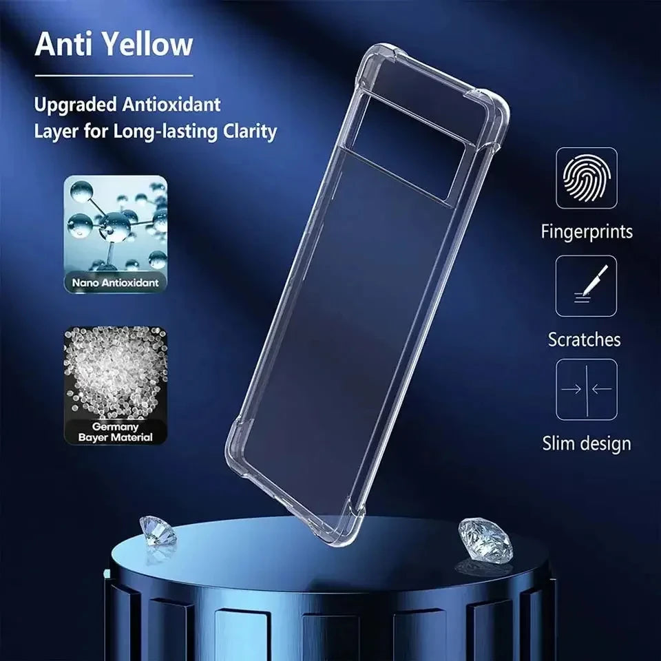 Shockproof Transparent Silicone Case For Google Pixel 9 8 7 6 Pro 6A 7A Ultra Thin Clear Soft TPU Back Cover Fundas Bumper Coque