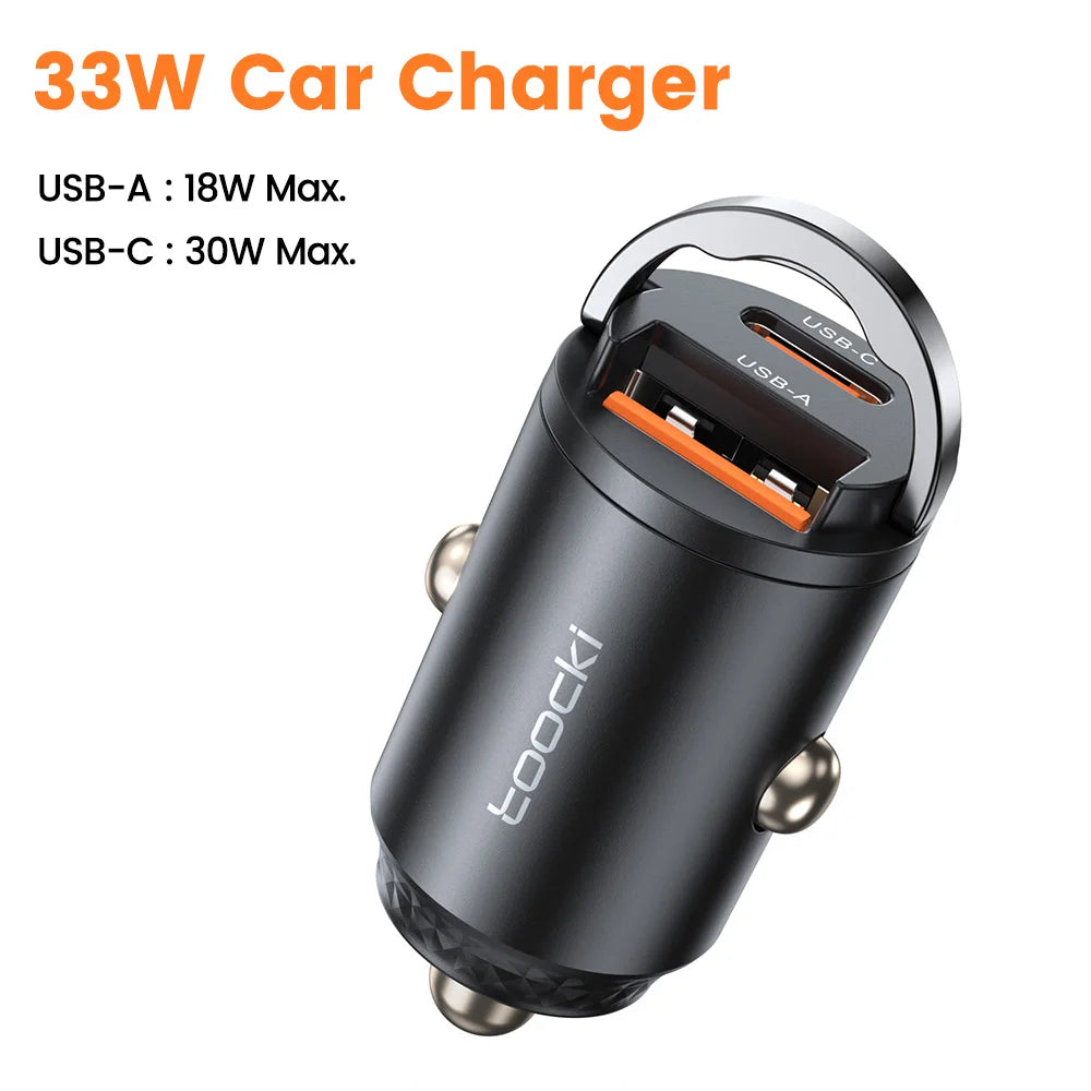 Toocki 45W USB C Car Charger for Samsung S23 S22 S21 Xiaomi Huawei QC PD Fast Charging Car Phone Charger for iPhone 15 14 13 12