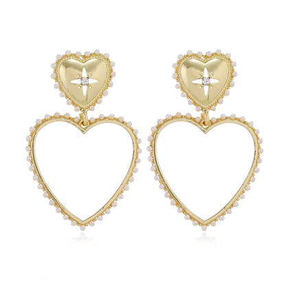 European and American popular new creative fashion exaggerated temperament hollowed out love earrings ear versatile temperament