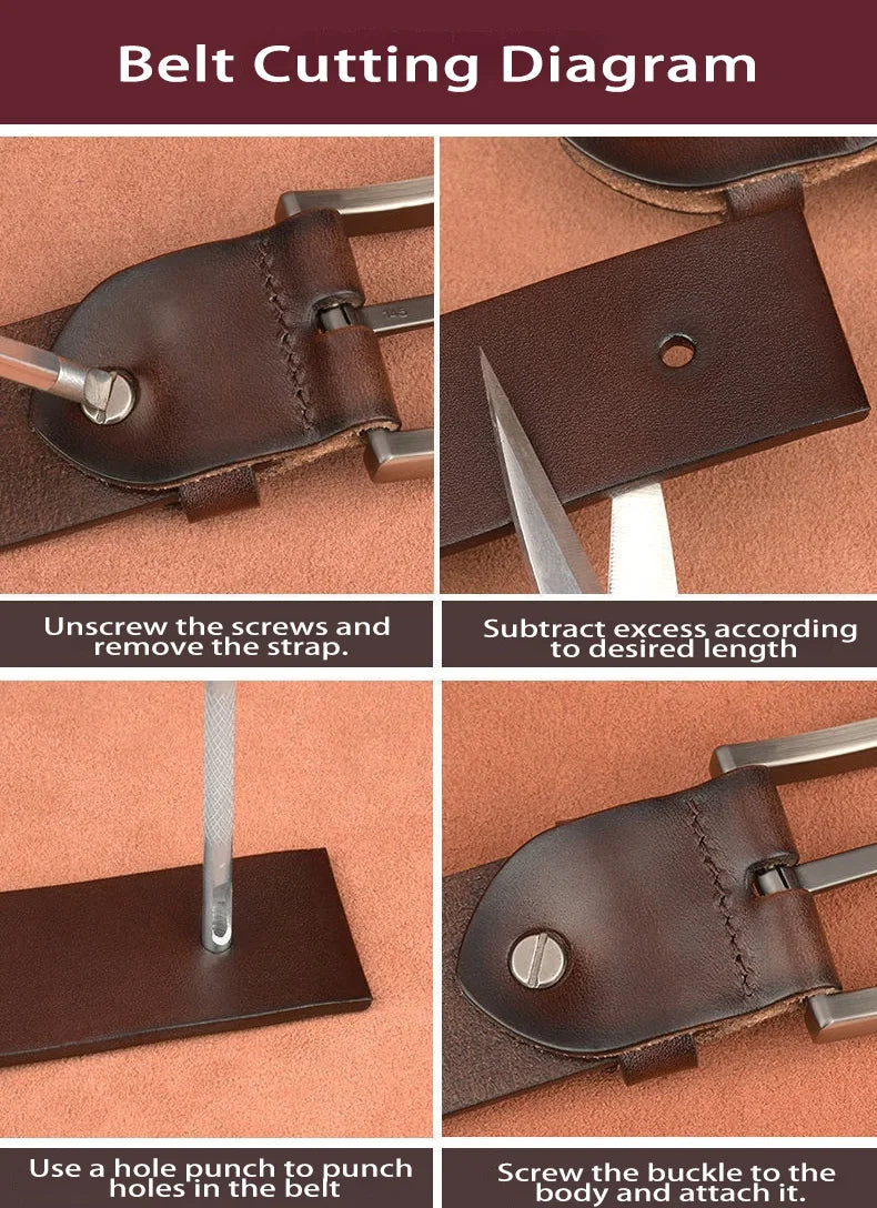 OYIFAN High quality belt for men 3.8cm pin buckle belt Men's Leather Belt Jeans Waistband Brown Leather Belt Men
