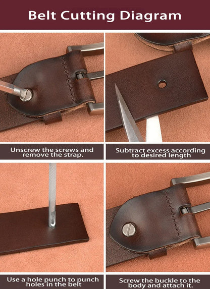OYIFAN High quality belt for men 3.8cm pin buckle belt Men's Leather Belt Jeans Waistband Brown Leather Belt Men