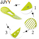 JJYY 3 in 1 Avocado Slicer Shea Corer Butter Fruit Peeler Cutter Pulp Separator Plastic Knife Kitchen Vegetable Tools