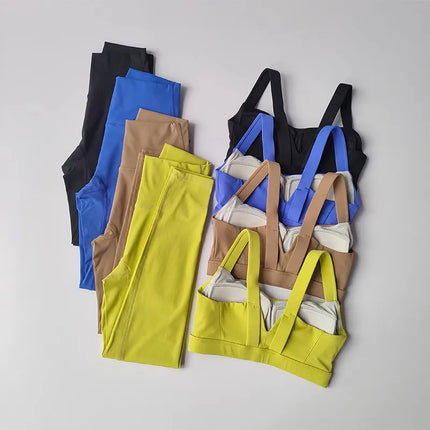 Seamless Yoga Set for Women, Workout Sportswear, Gym Clothing, Fitness, Push Up Bra, High Waist Leggings, 2Pcs Sports Suits