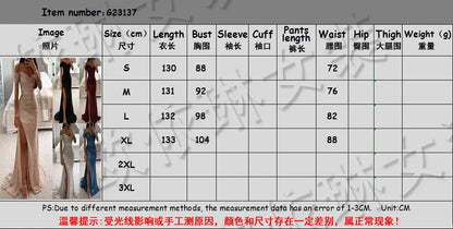 2024 New Party Dresses Sequins One Neck Split Casual Fashion Dresses for Female Long Dresses Women's Clothing Vestidos Largos
