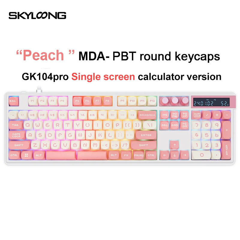 SKYLOONG GK104 Pro Full-Size 3-Mode Wireless Mechanical Keyboard with 2.0 Screen 3 Knobs Hot-Swappable Silent Switch PBT keycaps