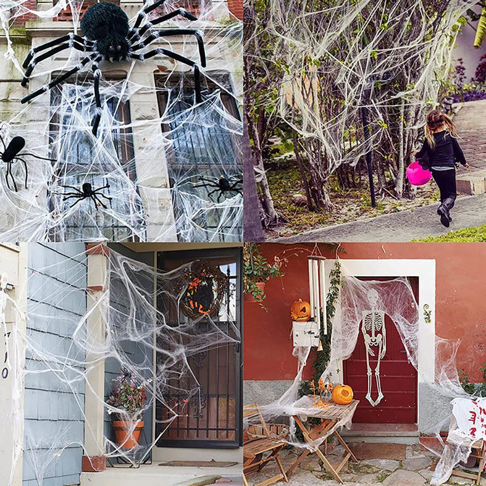 Halloween Decoration Spider Web,Artificial Spider Web,Stretchy Cobweb With Spider,Horror Gothic Haunted House Home Decor