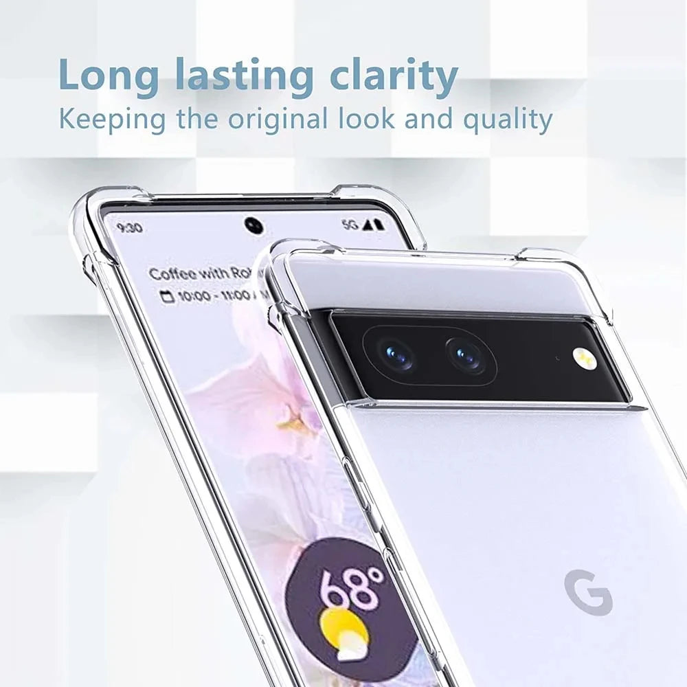 Shockproof Transparent Silicone Case For Google Pixel 9 8 7 6 Pro 6A 7A Ultra Thin Clear Soft TPU Back Cover Fundas Bumper Coque