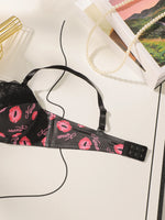 High Quality Printed Patchwork Lace Sexy Lingerie Set For Women's Push Up Bras With Steel Ring Underwear A2174