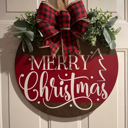 Merry Christmas Wooden Hangings Sign Christmas Wreaths Front Door Sign Festive Outdoor Home Ornament 2025 New Year Festival Prop