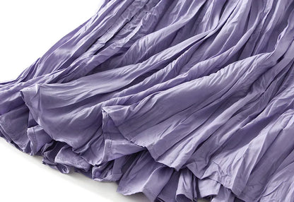 UCXQ Simple Luxury Multi Solid Colors Pleated Skirt For Women's Large Hem Folds A-line Skirts Female 2024 Spring Autumn 23A7004
