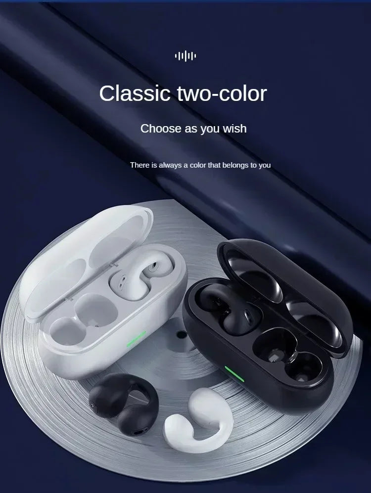 NEW Bluetooth 5.3 Wireless Bone Conduction Headphones T75 Clip Ear Music Noise Canceling Headset HD Call Sports Gaming Earphone