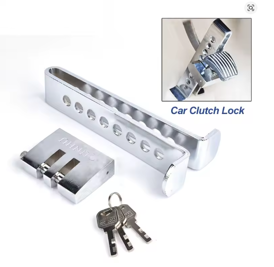 Car Clutch Lock – Universal Steering Wheel & Brake Pedal Anti-Theft Device | Stainless Steel Security Tool for Car Pedals