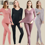 1 Set Warm Thermal Underwear Sexy Ladies Intimates Long Johns Women Shaped Sets Female Middle Collar Thermal Shaping Clothes