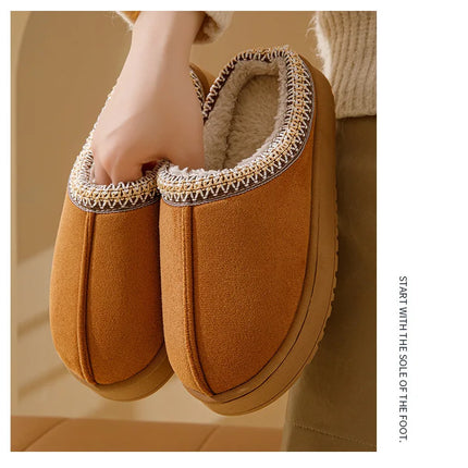 Winter Bohemian Style Indoor Fluffy Slippers with Anti-Slip and Warm Design for Comfortable Feet
