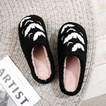 Halloween Bat Pattern Embroidered Plush Home Thick-Soled Comfortable Woolen Cotton Slippers Personalized Warm Non-Slip Indoor Slippers for Men and Women Can Wear Holiday Gifts