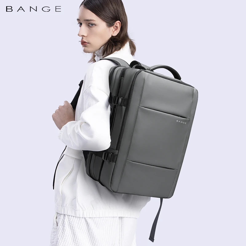 BANGE Aesthetic Men Business Backpack School Expandable USB Bag, Large Capacity 17.3 Laptop Waterproof Fashion Travel Backpack