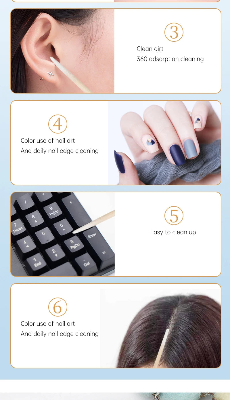 100/300 Pcs Disposable Ultra-small Cotton Swab Brush Lint Free Micro Wood Makeup Brushes Eyelash Extension Glue Removing Tools