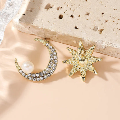High end, niche, fashionable star moon surround earrings, European and American fashion, minimalist temperament, diamond earring