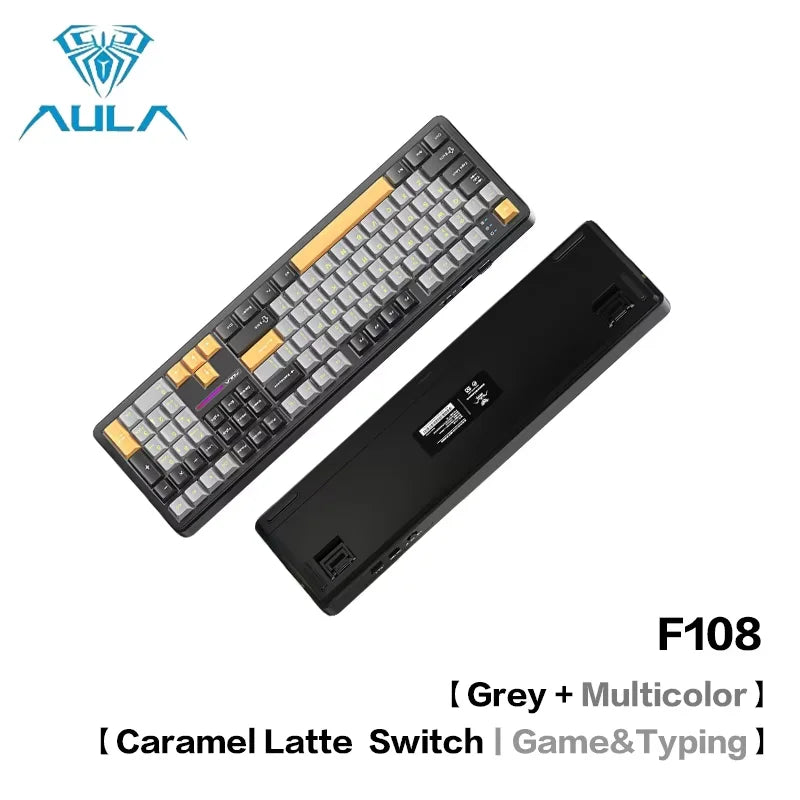 AULA F108Pro/F108 Wireless Bluetooth tri-mode connection, multi-functional display, Gasket structure, RGB lighting effects