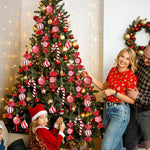 Candy Decorations for Christmas Tree,Red And Gold Candy Cane,Pine Cones,Christmas Home Decoration 2025,Xmas Tree Ornament