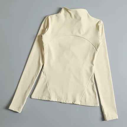 New yoga wear ladies coat round high elastic loose exercise yoga fitness long sleeve stand-up collar  yoga tops