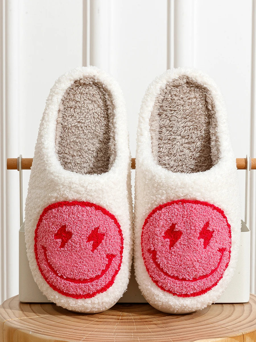 Super Cute Lightning Smile Face Slippers For Women House Funny Ladies Casual Footwear Winter Shoes Indoor Slides for Home