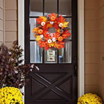 Autumnal Halloween Thanksgiving Maple Pumpkin Wreath Door Decorative