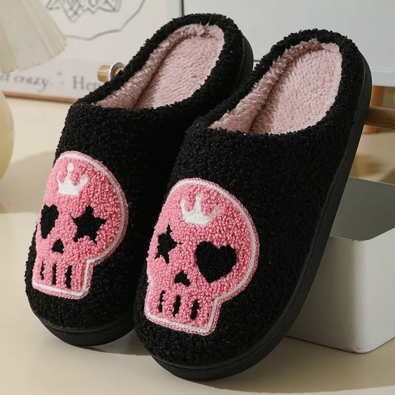 Christmas Elk Cotton Slippers For Women Men Winter Cute Cartoon Slippers Indoor Non Slip Couple Floor Slides Home Plush Shoes