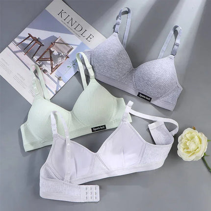 Cotton Women's AB cup Bra Underwear Wireless Gathering Comfortable V-Bra Women's Upward Push Underwear