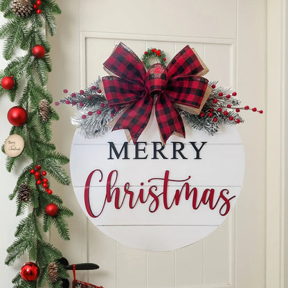 Merry Christmas Wooden Hangings Sign Christmas Wreaths Front Door Sign Festive Outdoor Home Ornament 2025 New Year Festival Prop