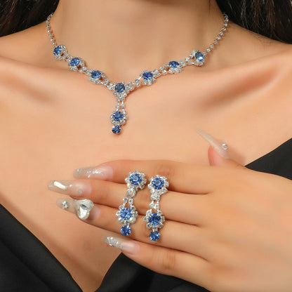 Fashionable and Elegant Bride Necklace Earring Set, European and American Cross border New Product, Simple and Trendy Claw Chain