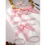 Red Floral Lace Garter Lingerie Set With Choker Women Intimates 2022 Underwire Bra And Thongs Ladies Underwear Set