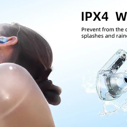 Wireless earphone Bluetooth earbuds Transparent Digital Display TWS Mecha Style For Acefast T8 Sports Headphones