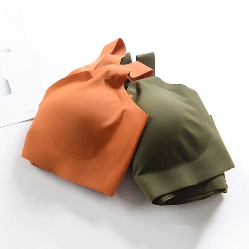 2024 Women Seamless Ice Silk Bra Removable Chest Pad Lifting Bralette Underwear No Steel Ring Breathable Push Up Yoga Vest Bras