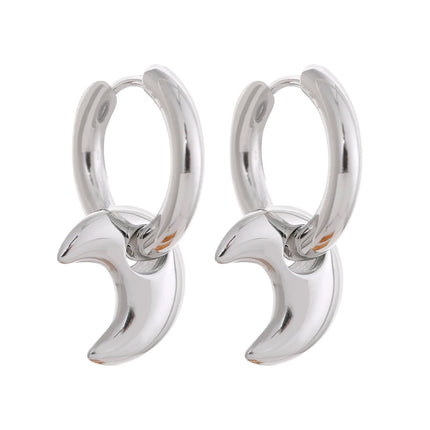 Yhpup Star Moon Heart Pendant Drop Hoop Huggie Earrings 18k Gold Plated Trendy Waterproof Stainless Steel Fashion Charm Jewelry