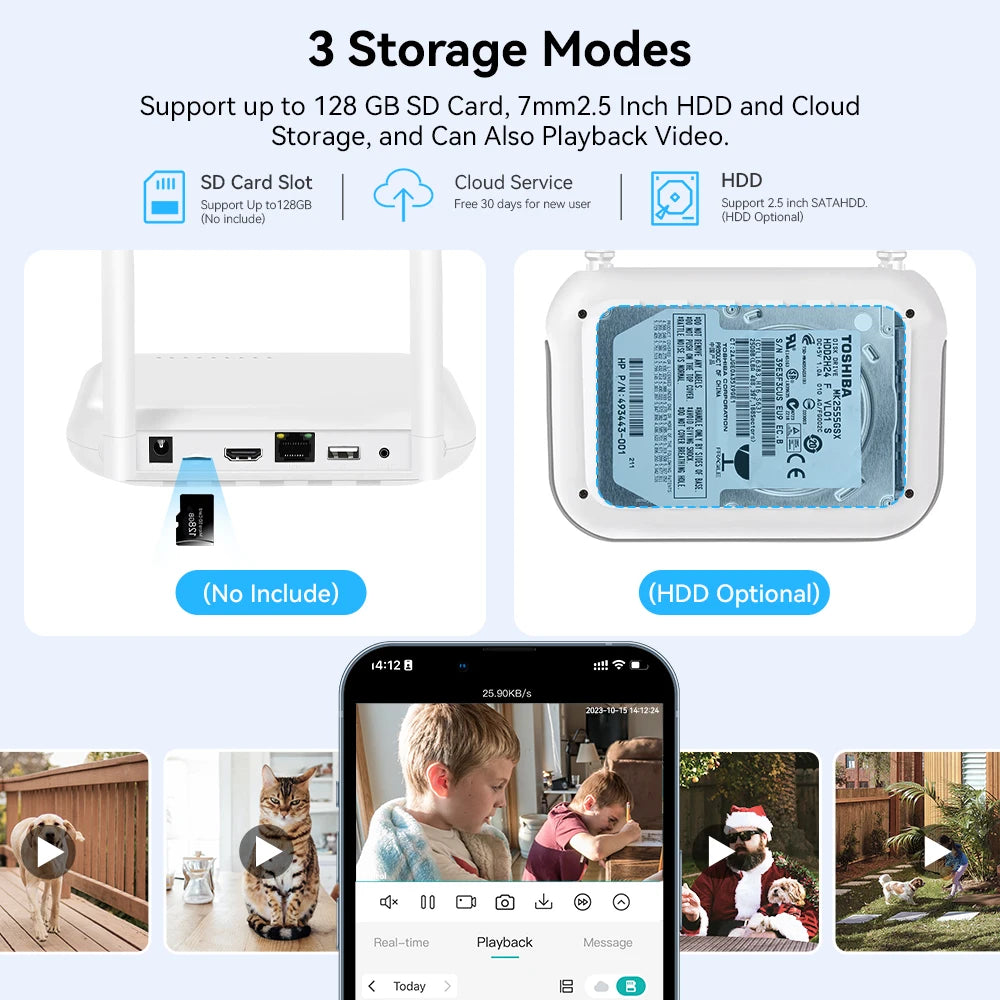 8MP PTZ WIFI Camera Kit Dual Lens PTZ IP Camera Smart Home Night Vision ICSEE APP NVR Outdoor 8CH Wireless CCTV Camera System