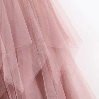 Women's Tulle Skirts Mesh Layered Elastic High Waist Tutu Midi Skirt Pleated Mesh A-Lines Skirt