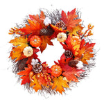 Autumnal Halloween Thanksgiving Maple Pumpkin Wreath Door Decorative